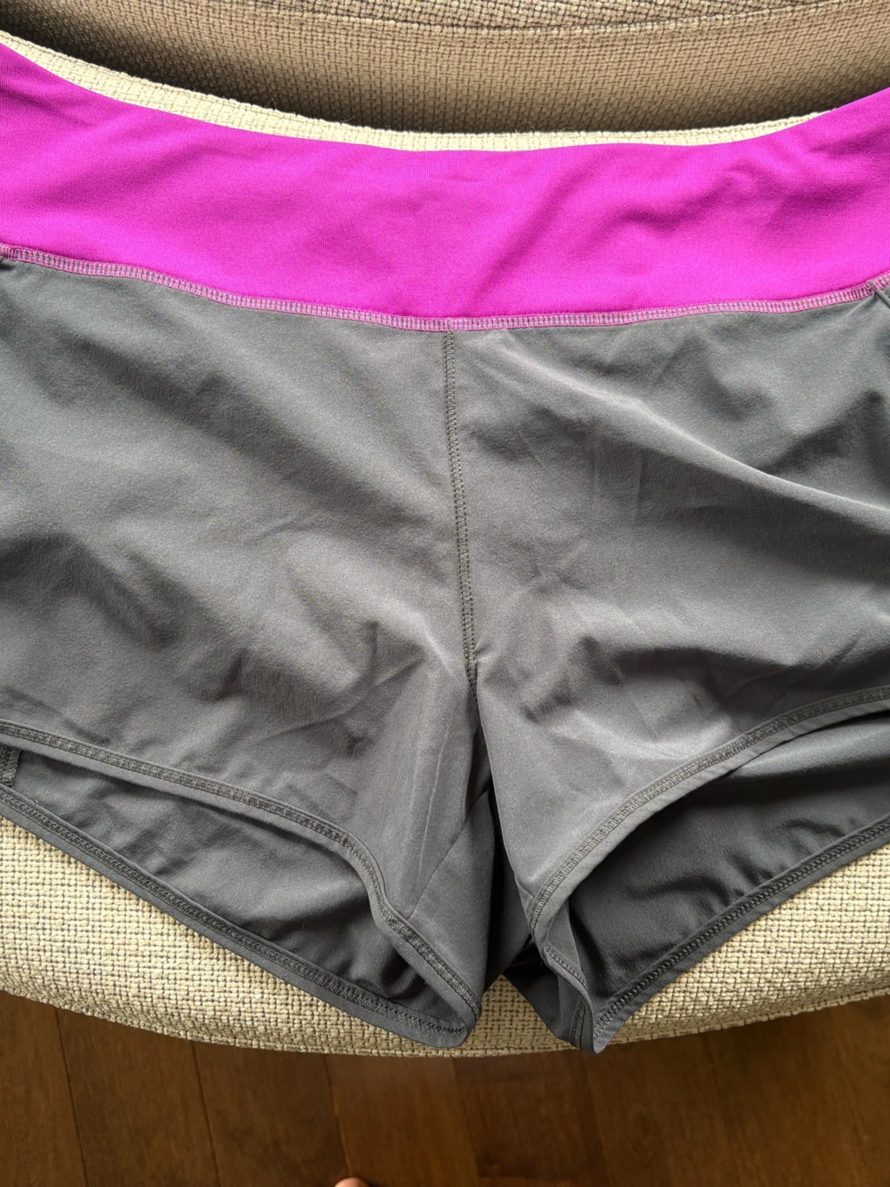 Under Armour Gray Athletic Shorts with Pink Waistband